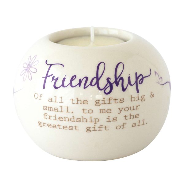 With Sentiment Tealight Ceramic Friendship