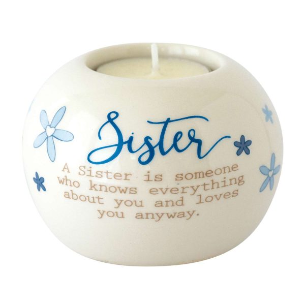 With Sentiment Tealight Ceramic Sister