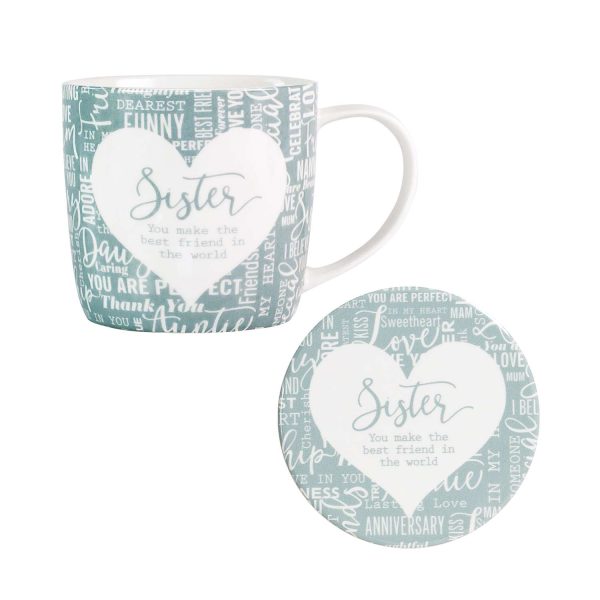 With Sentiment Mug & Coaster Sister