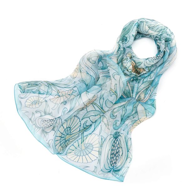 Silk Scarf Wm Pomegranate And Lily