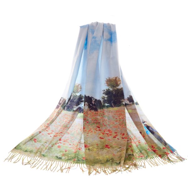 Art Pashmina Monet Poppy Field