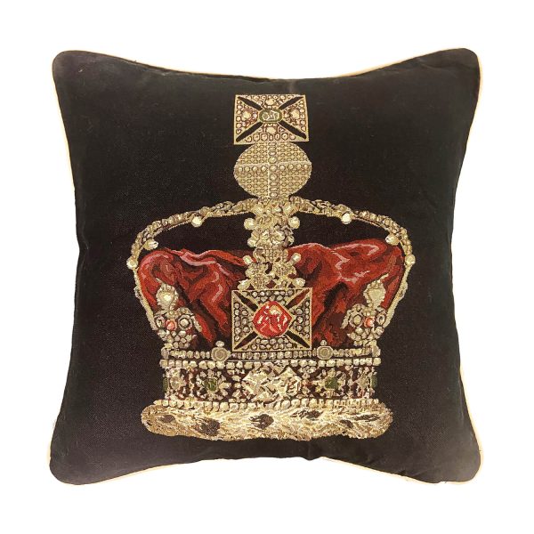 Tapestry Cushion Cover Panel Crown Black