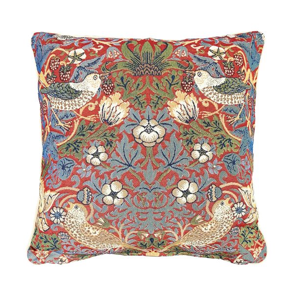 Tapestry Cushion Cover Strawberry Thief Red