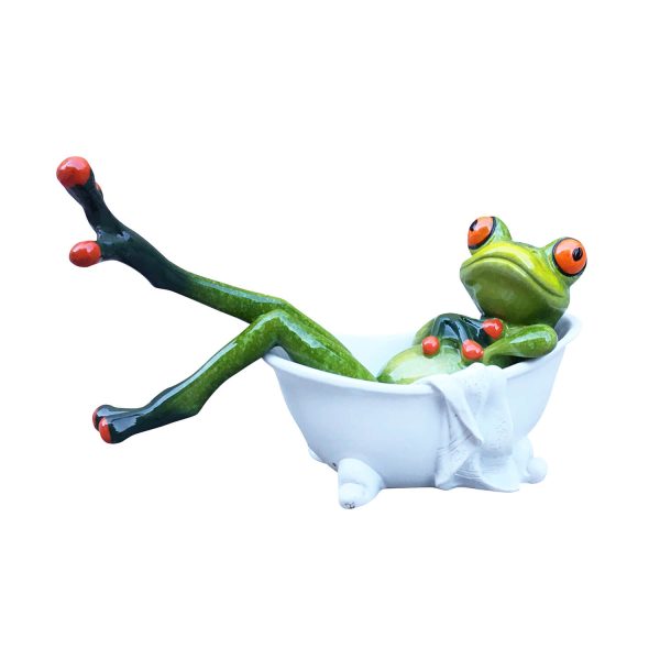 Resin Frog Relaxing In Bath