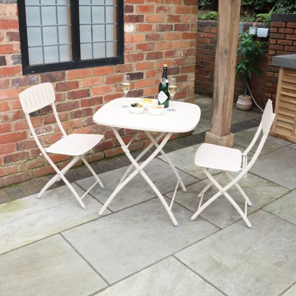 Venice 3 Piece Folding Bistro Set Champagne