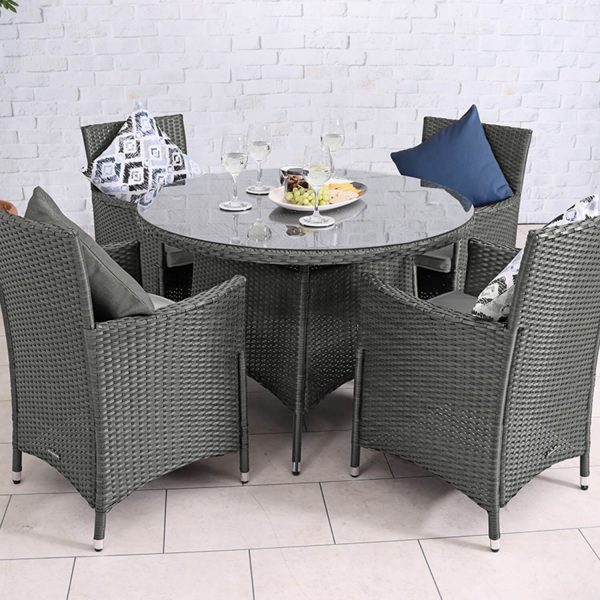 Nevada 4 Seater Kd Carver Dining Set Grey