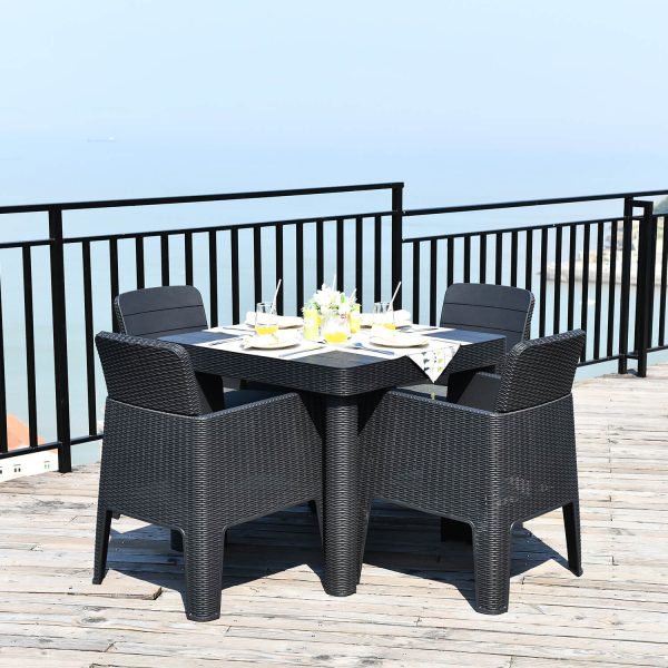 Faro 4 Seater Square Dining Set Black