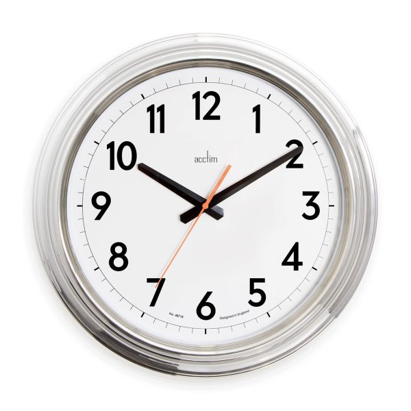 Acctim Clayton Industrial Wall Clock Chrome 40Cm