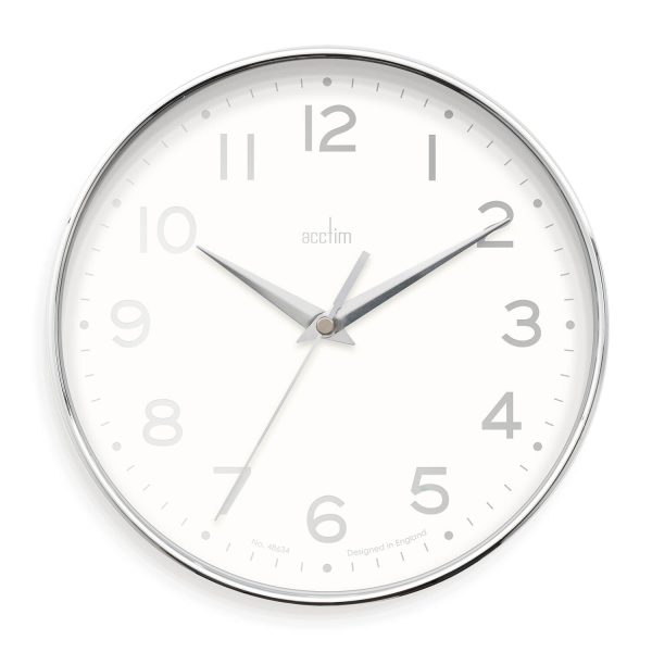 Acctim Rand Small Wall Clock Chrome/White 20Cm