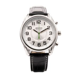 Minmere Talking 41Mm Watch Black Pu Strap