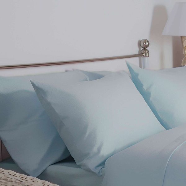 Brushed Cotton Blue Pillowcase Pair