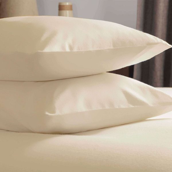 Brushed Cotton Cream Pillowcase Pair