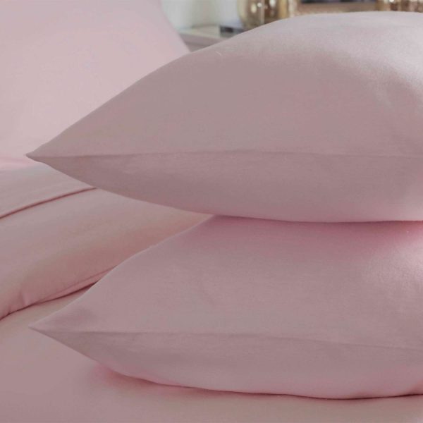 Brushed Cotton Powder Pink Pillowcase Pair