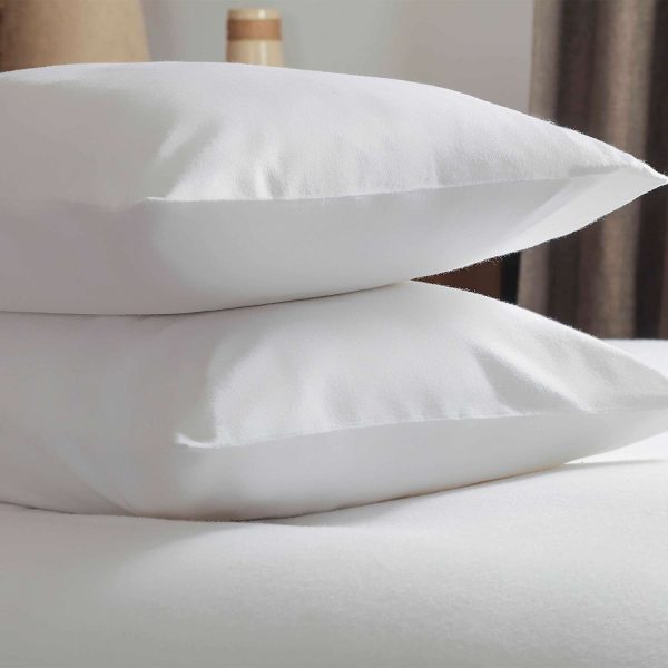 Brushed Cotton White Pillowcase Pair