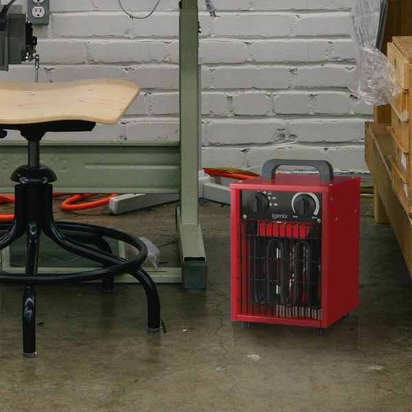 2Kw Industrial Fan Heater Red