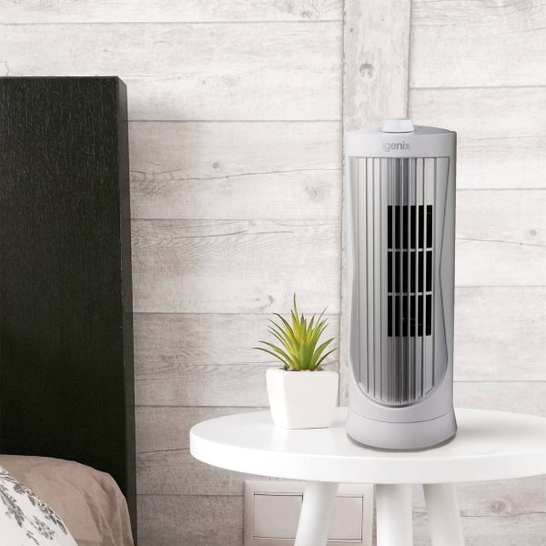 12 Inch Mini Tower Fan White And Silver