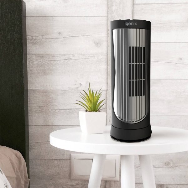 12 Inch Mini Tower Fan With 8H Timer Black/Silver