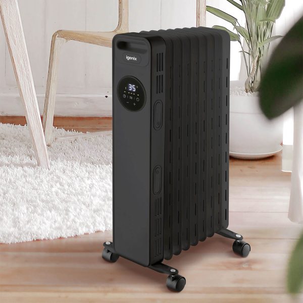 2Kw Digital Oil Filled Radiator With Timer Black