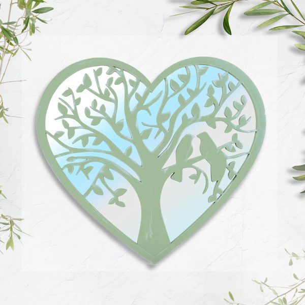 Heart Love Birds Mirror Sage Green