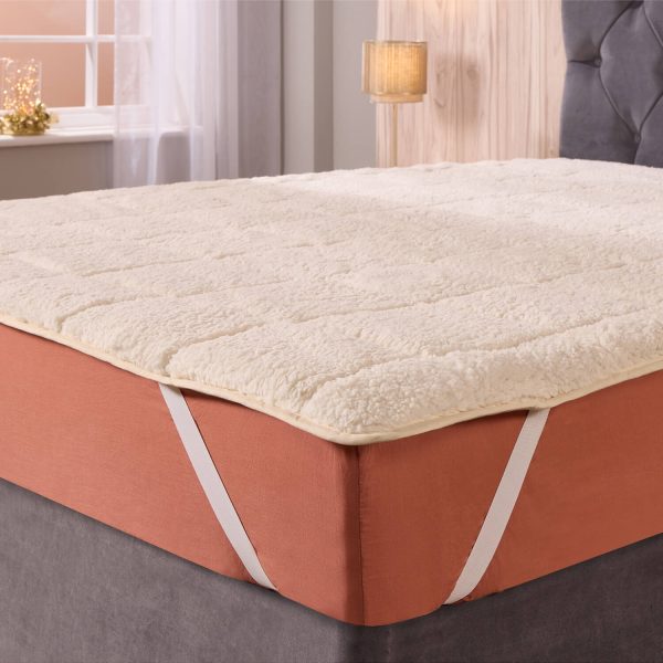 Teddy Sherpa Fleece Mattress Topper Double