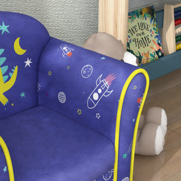 AIYAPLAY Kids Sofa Kids Couch Armchair with Stylish Planet and Dinosaurs Design, Wooden Frame, for Bedroom, Playroom, Kids Room, Pink   Aosom UK - Image 8