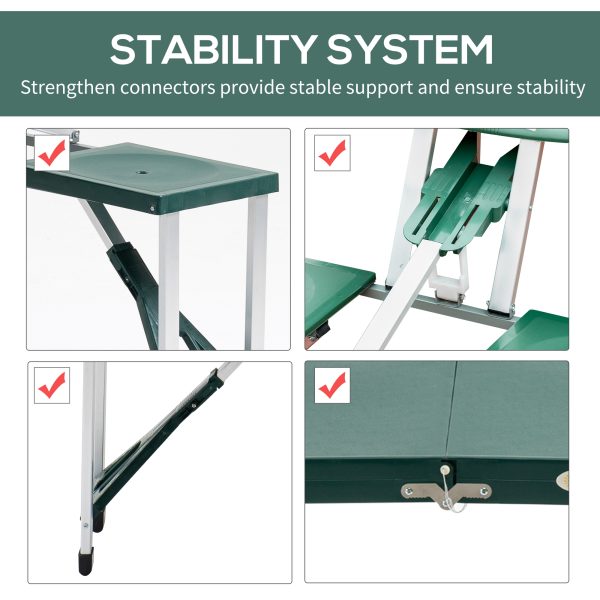 Outsunny Folding Camping Table with Stools Set Aluminum Bench Picnic Garden Party BBQ Portable   Aosom UK - Image 6