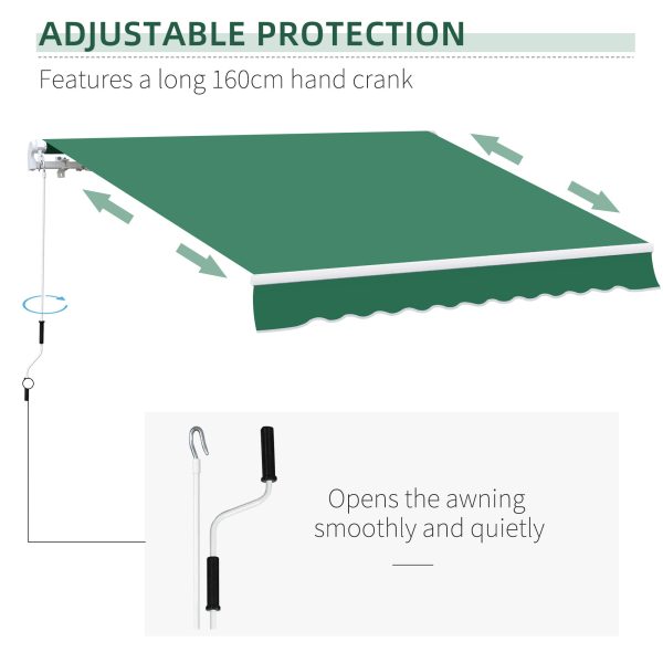 Outsunny Waterproof Manual Retractable Awning, Garden Patio Sun Shade Shelter, 4m x 3m, Durable, Green   Aosom UK - Image 6