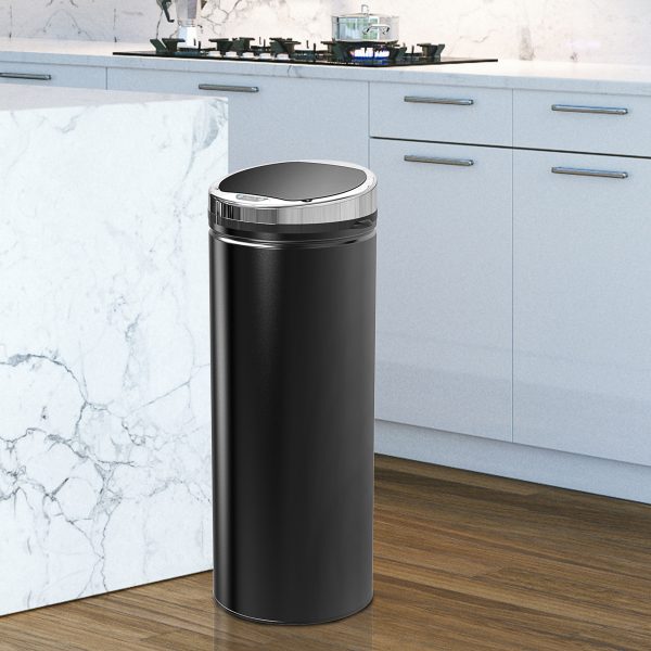 HOMCOM 50L Stainless Steel Sensor Trash Can W/ Bucket-Black - Image 2