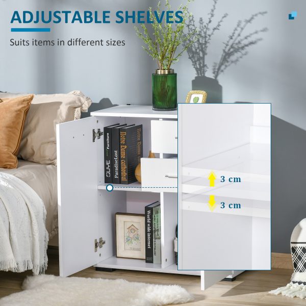 HOMCOM High Gloss Side Cabinet, Modern Design, 71x35x76 cm, Ample Storage Space, White   Aosom UK - Image 6