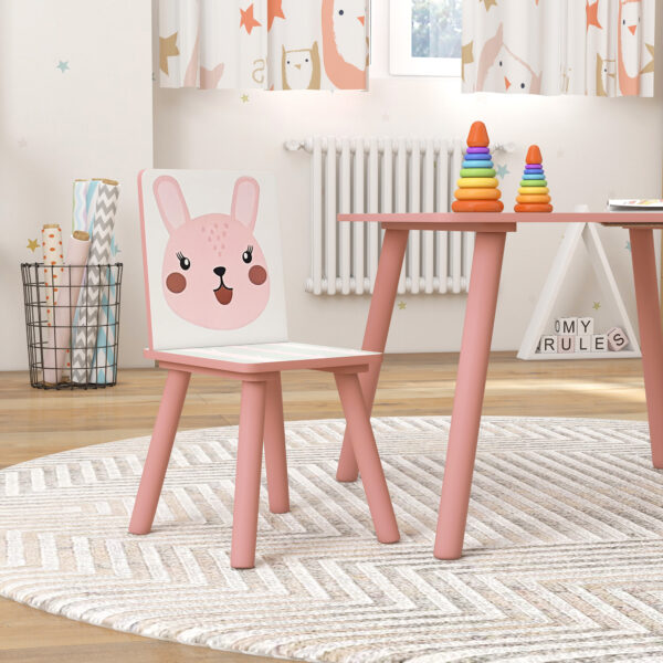 ZONEKIZ Multi-Activity Kids Table and Chair Set with Easel, Paper Roll, and Storage, Children's Furniture, Pink   Aosom UK - Image 9