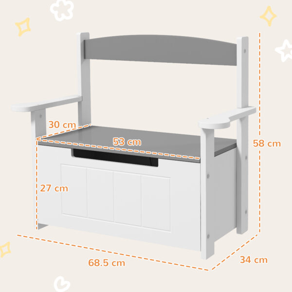 AIYAPLAY 2-in-1 Toy Box for Kids with Lid for Bedroom, Nursery, Playroom, Grey   Aosom UK - Image 3