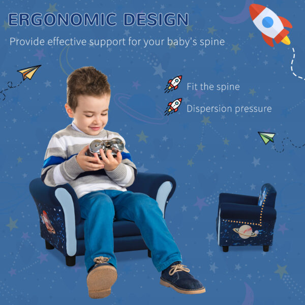 HOMCOM Kids Armchair, Mini Sofa Chair with Armrest, Comfortable, 59.5 x 43 x 46.5cm, Blue   Aosom UK - Image 5