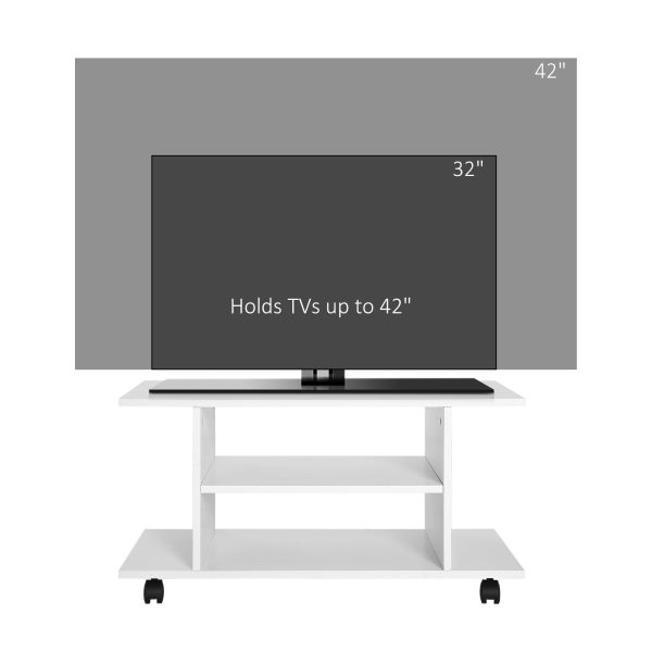 HOMCOM TV Stand W/ Shelves -White   Aosom UK - Image 8