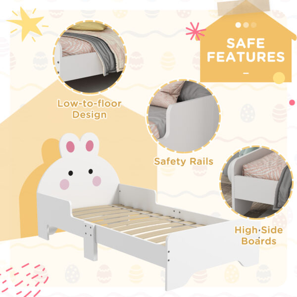 ZONEKIZ Toddler Rabbit Bed Frame, Safe & Sturdy Design, Perfect for Kids' Bedroom, Charming White   Aosom UK - Image 5