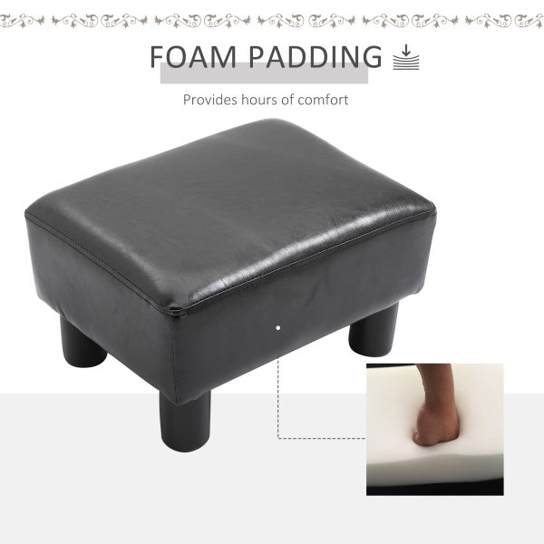 HOMCOM PU Leather Footstool Foot Rest Small Seat Foot Rest Chair Black Home Office with Legs 40 x 30 x 24cm - Image 5