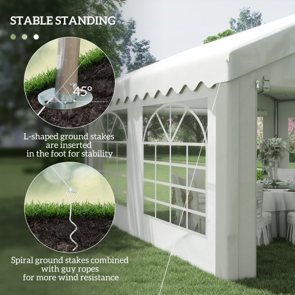 Outsunny Portable Party Tent 4m x 4m Carport Shelter with Removable Sidewalls, Double Doors, Heavy Duty, White   Aosom UK - Image 6