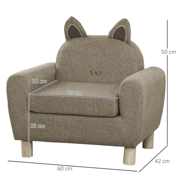 HOMCOM Kids Sofa Toddler Chair Children Armchair for Preschool Bedroom Playroom with Ear Modeling Wood Brown   Aosom UK - Image 3