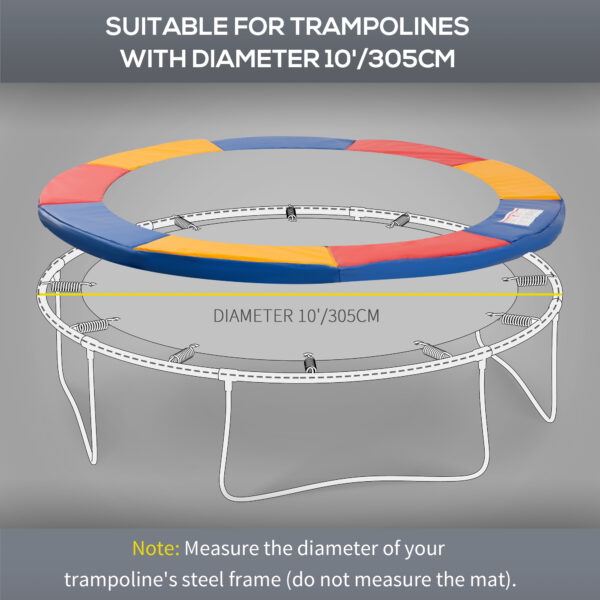 HOMCOM Trampoline Safety Surround: Multicoloured Foam Padding, UV-Resistant, Snug Fit for 10ft Trampolines   Aosom UK - Image 5