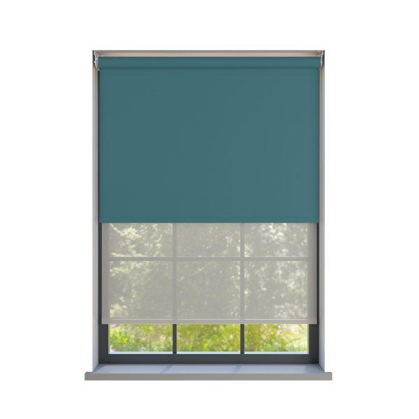 Amor Muted Teal with Haze Soft Grey Double Roller Blind