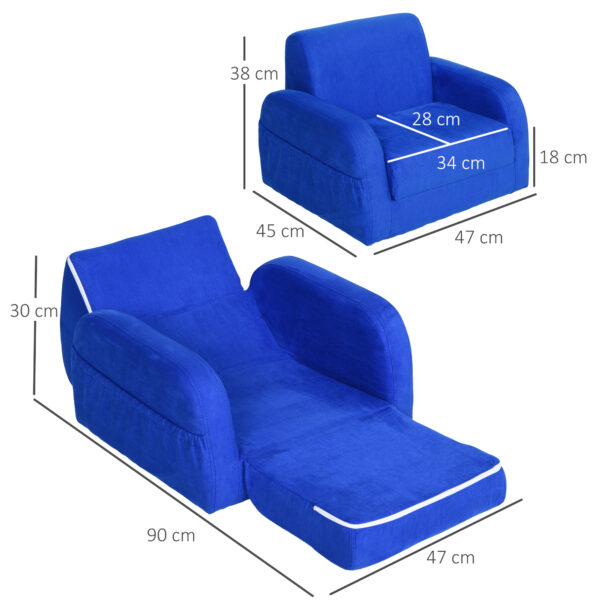 HOMCOM 2 In 1 Kids Children Sofa Chair Bed Folding Couch Soft Flannel Foam Toddler Furniture for 3-4 Years Old Playroom Bedroom Living Room   Aosom UK - Image 3