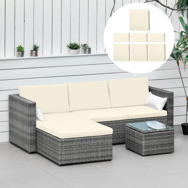 Outsunny Rattan Furniture Cushion Cover Replacement Set, 7 pcs - Image 2