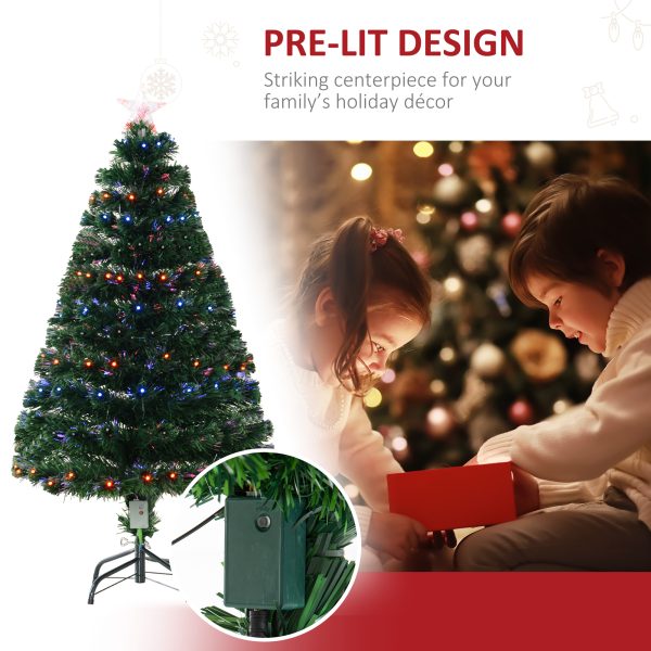 HOMCOM 4ft Pre Lit Christmas Tree Artificial Tree with Multi-Coloured Fiber Optic LED Light(4ft (120cm))   Aosom UK - Image 5