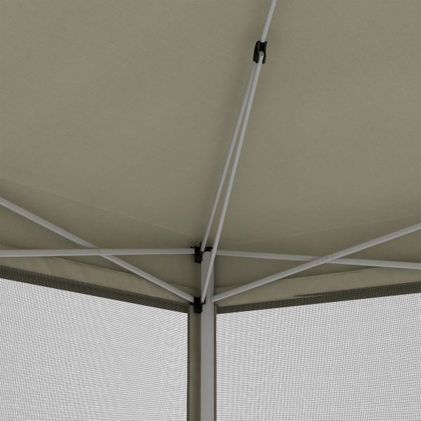 Outsunny 3x3m Pop Up Gazebo W/ Mesh Walls-Tan - Image 7