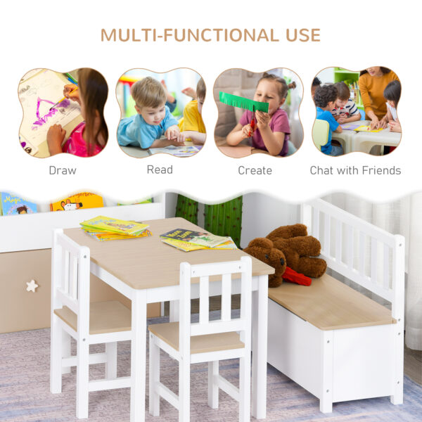 HOMCOM Pine Wood Kids 4 Pc Furniture Set-Oak/White   Aosom UK - Image 4