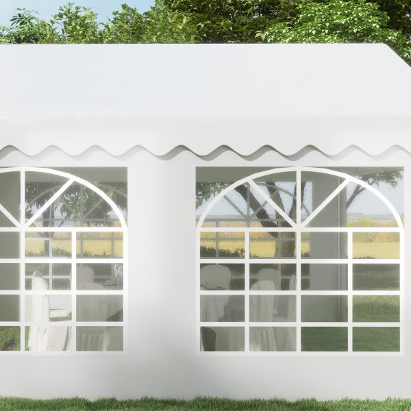 Outsunny Portable Party Tent 4m x 4m Carport Shelter with Removable Sidewalls, Double Doors, Heavy Duty, White   Aosom UK - Image 7