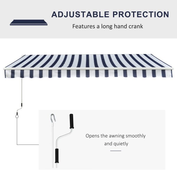 Outsunny Garden Patio Manual Retractable Awning Canopy Sun Shade Shelter, 3m x 2.5m-Blue/White - Image 7