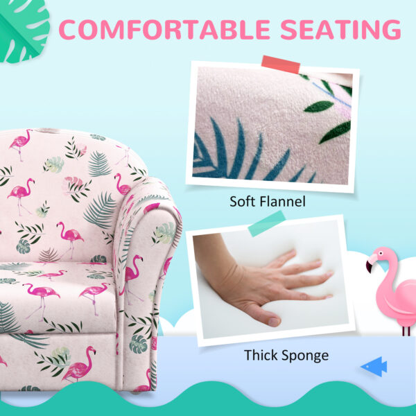 AIYAPLAY Kids Armchair with Flamingo Design, Wooden Frame, for Bedroom, Playroom, Kids Room, Pink   Aosom UK - Image 5