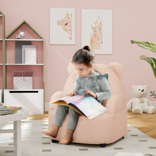 AIYAPLAY Kids Sofa Kids Armchair, Bear Shaped Toddler Chair for Bedroom Playroom Living Room, Aged 18 Months to 3 Years, Pink   Aosom UK - Image 2