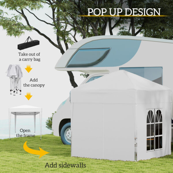 Outsunny 2x2m Gazebo Lightweight, Event Marquee, Wedding Canopy Party Tent with Carry Bag, 2 Windows, White   Aosom UK - Image 4