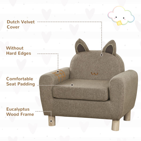 HOMCOM Kids Sofa Toddler Chair Children Armchair for Preschool Bedroom Playroom with Ear Modeling Wood Brown   Aosom UK - Image 4